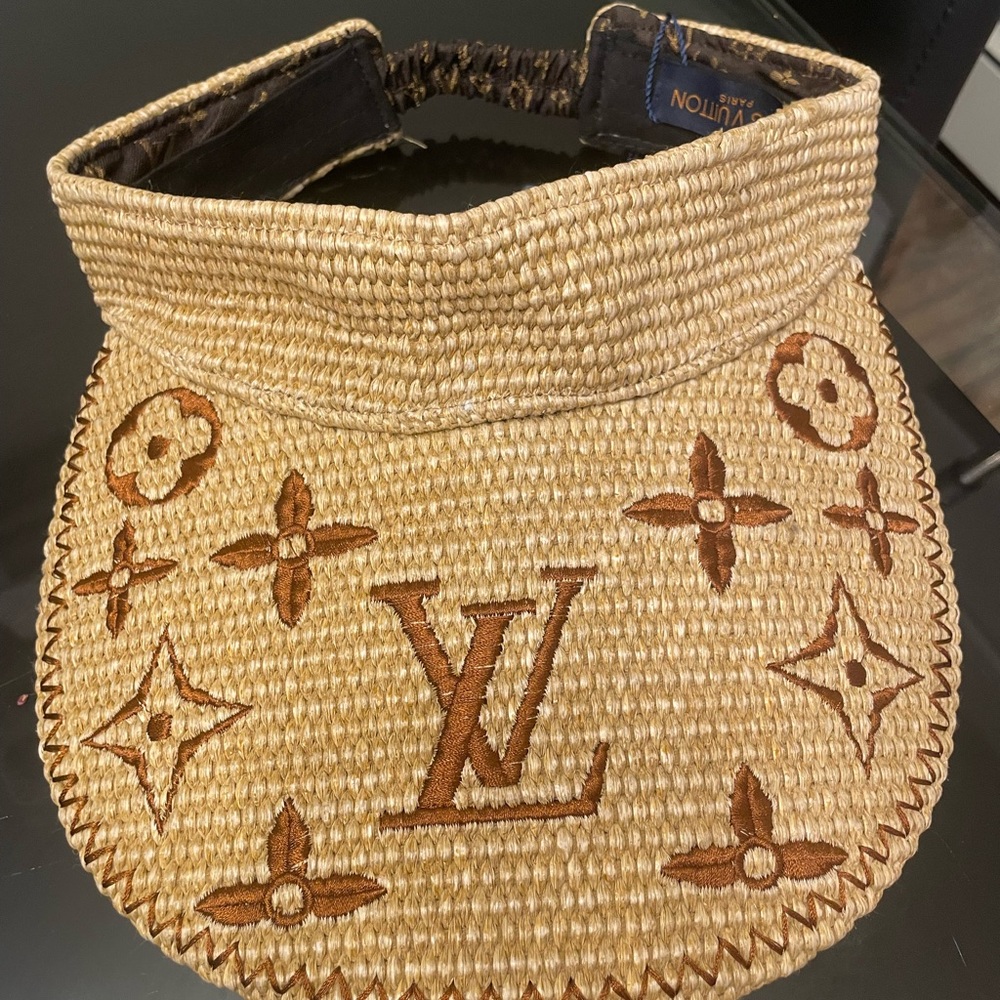 LOUIS VUITTON VIZIERE MONOGRAM SUN VISOR RAFFIA HEAD